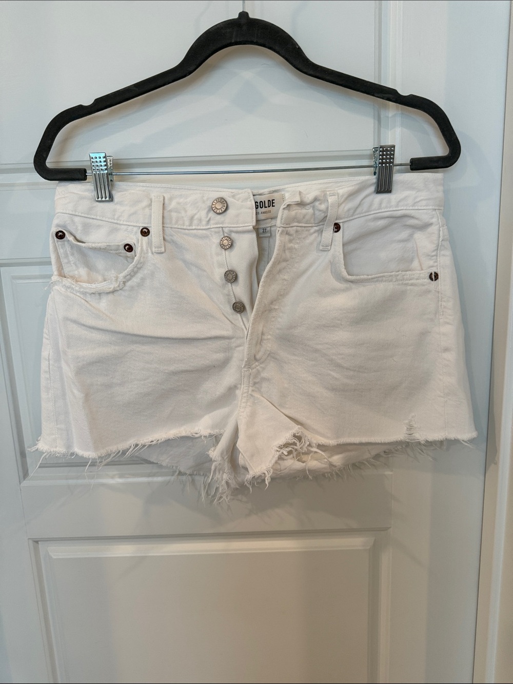 AGOLDE white jean shorts size 27